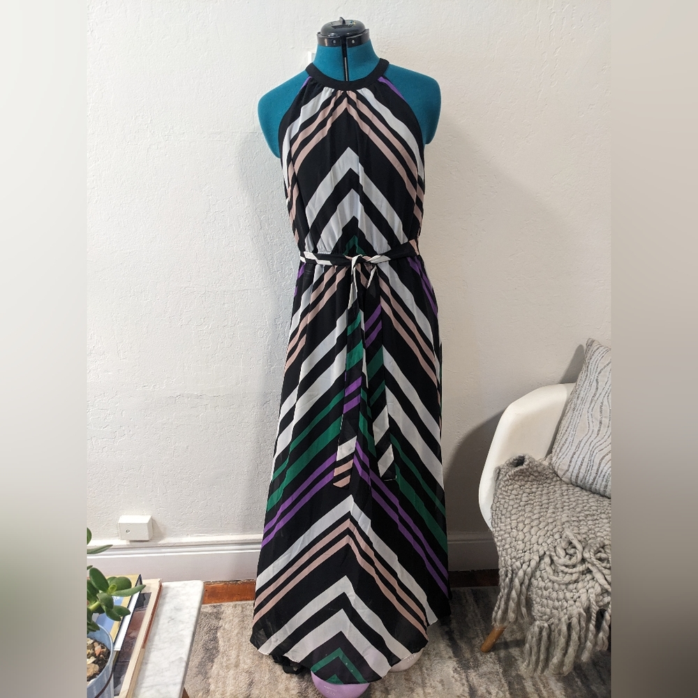 Bar III Gypsy Chevron Halter Maxi Dress